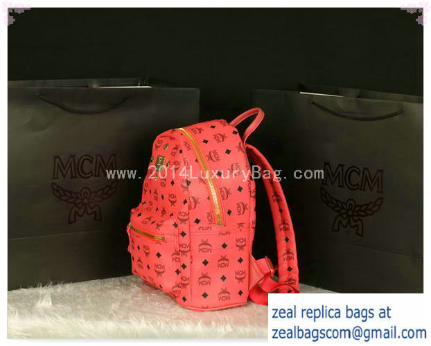 High Quality Replica MCM Stark Backpack Large in Calf Leather 8004 Light Pink